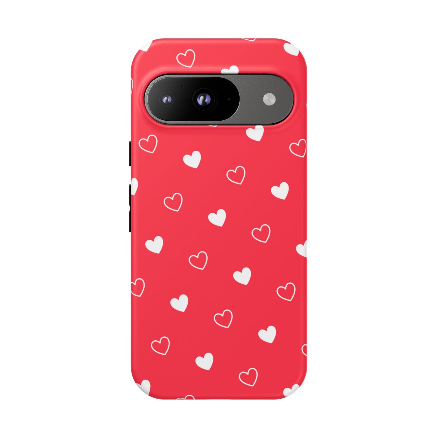 Cherry Red Heart Pattern Tough Phone Case