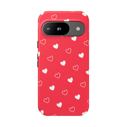 Cherry Red Heart Pattern Tough Phone Case