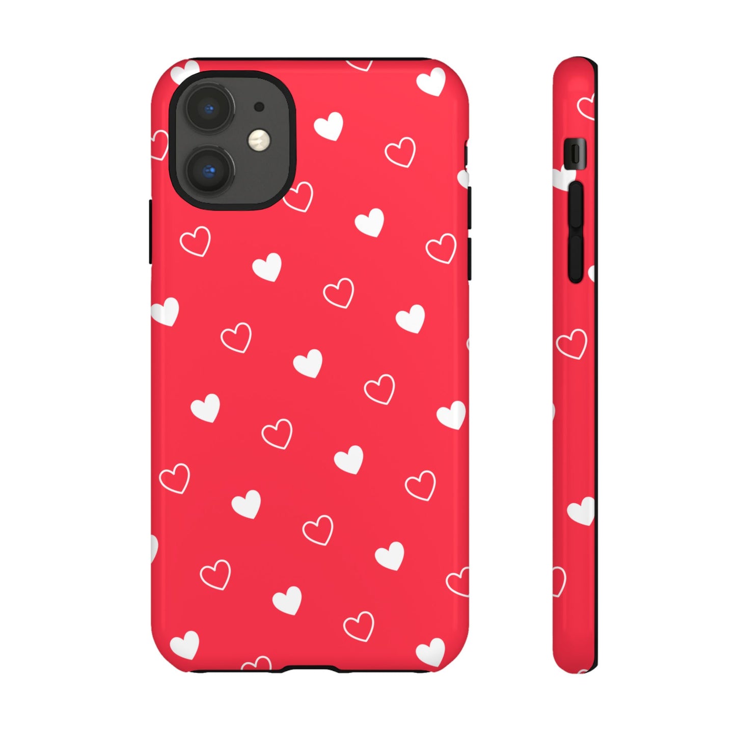 Cherry Red Heart Pattern Tough Phone Case