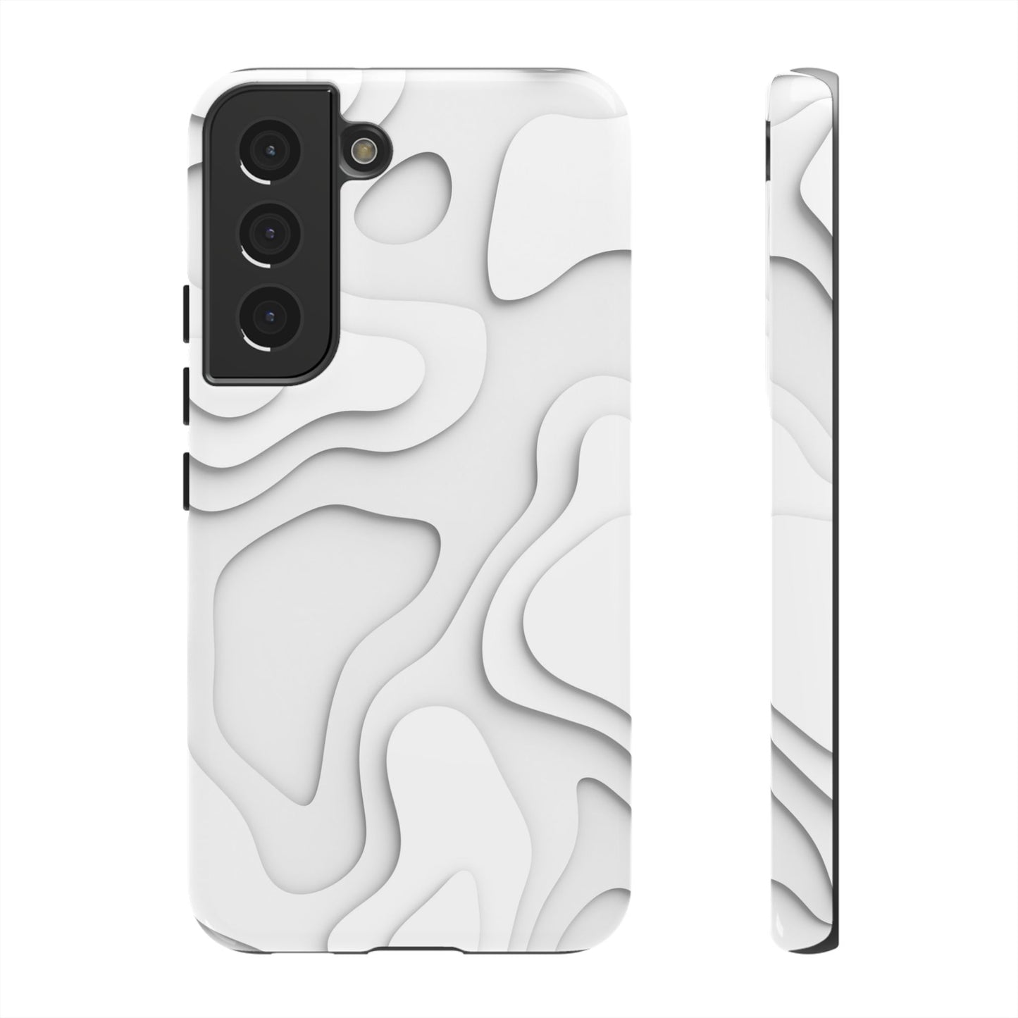 White 3D Topographic Wave Tough Phone Case