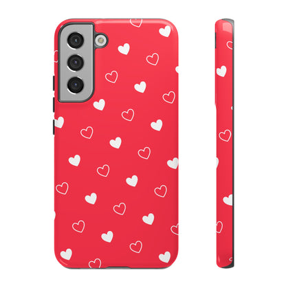 Cherry Red Heart Pattern Tough Phone Case