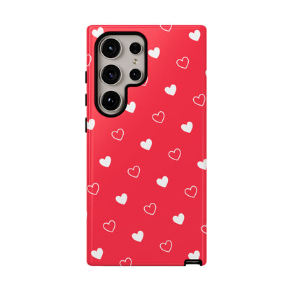 Cherry Red Heart Pattern Tough Phone Case