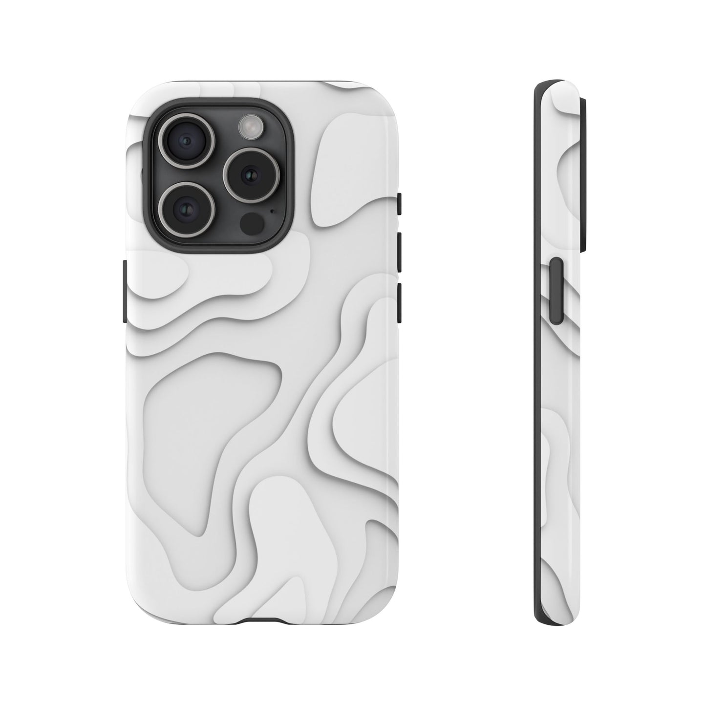 White 3D Topographic Wave Tough Phone Case