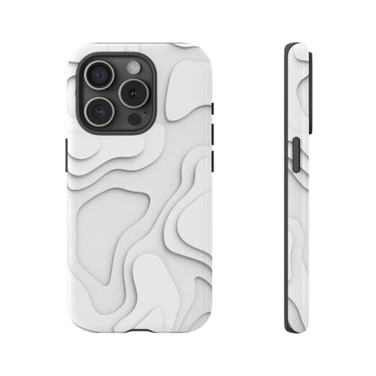 White 3D Topographic Wave Tough Phone Case