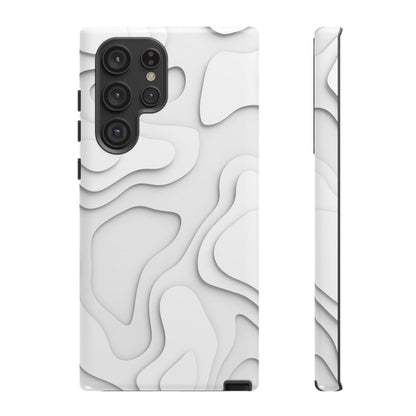 White 3D Topographic Wave Tough Phone Case