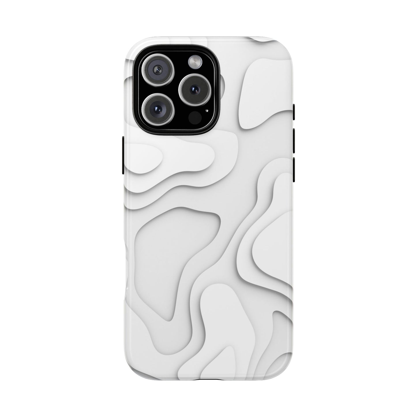 White 3D Topographic Wave Tough Phone Case