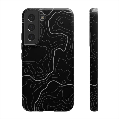 Black Topographic Tough Phone Case