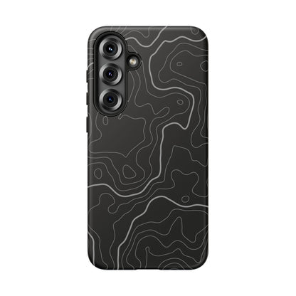 Black Topographic Tough Phone Case