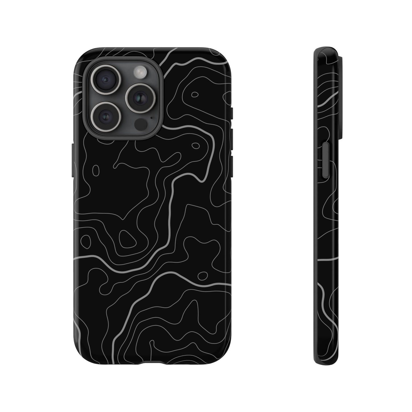 Black Topographic Tough Phone Case