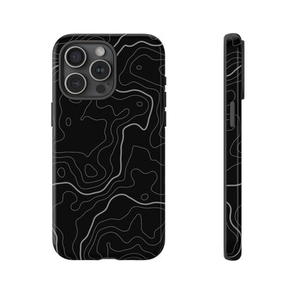Black Topographic Tough Phone Case