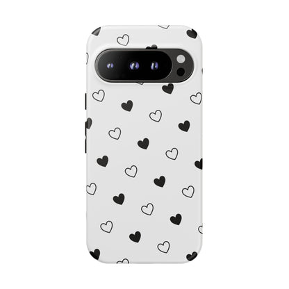 Black Hearts Minimal Tough Phone Case