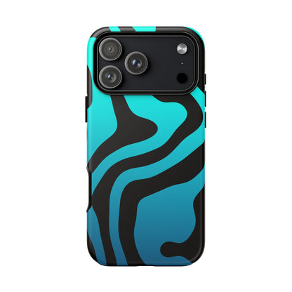Black Aqua Wave Tough Phone Case