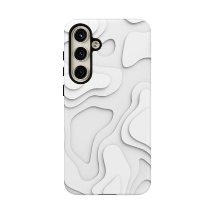 White 3D Topographic Wave Tough Phone Case