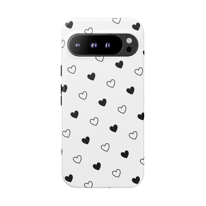 Black Hearts Minimal Tough Phone Case
