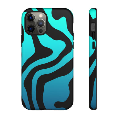 Black Aqua Wave Tough Phone Case