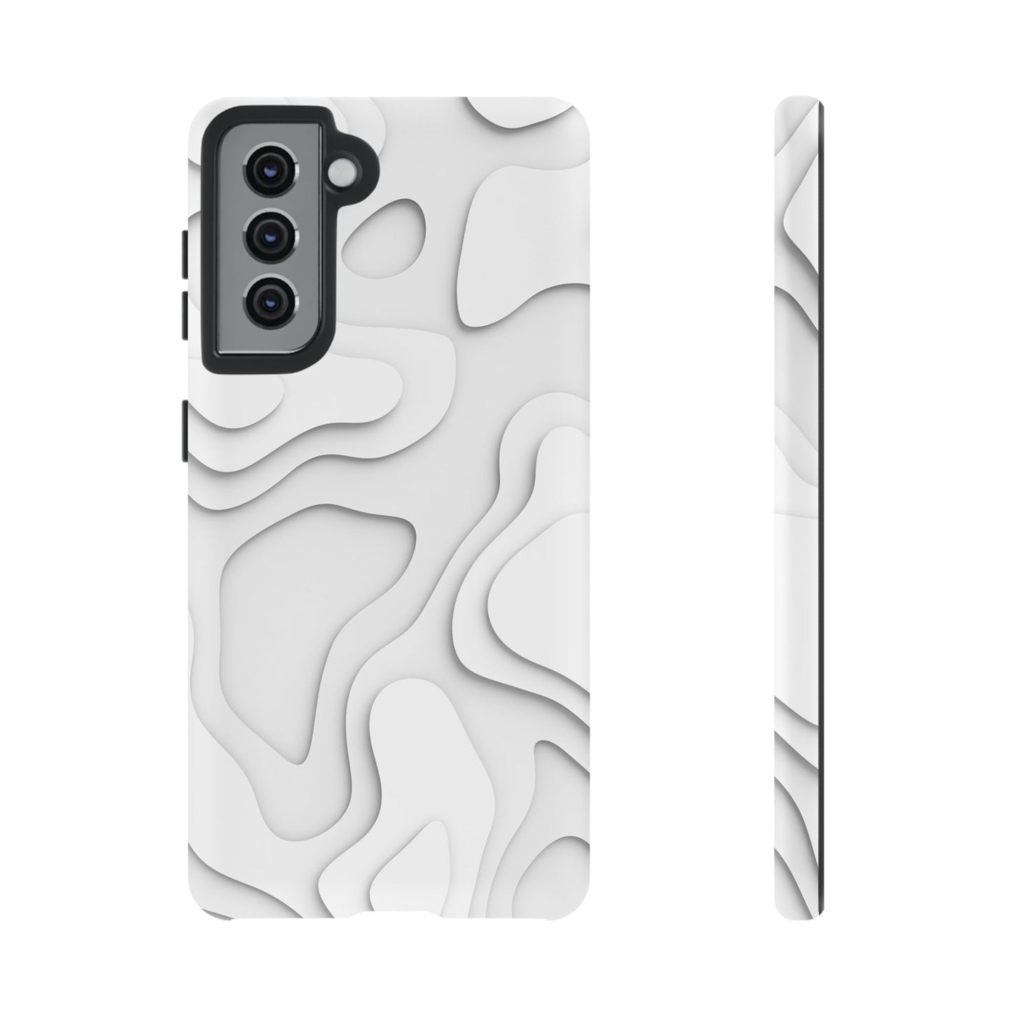 White 3D Topographic Wave Tough Phone Case