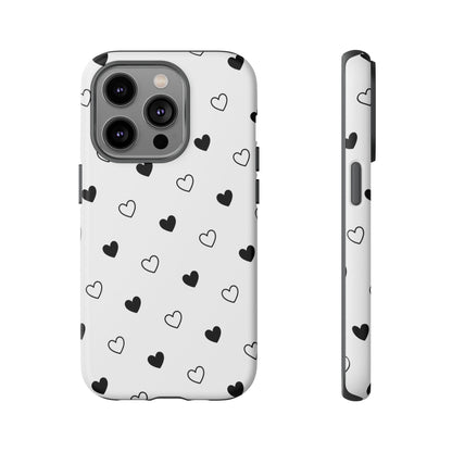 Black Hearts Minimal Tough Phone Case