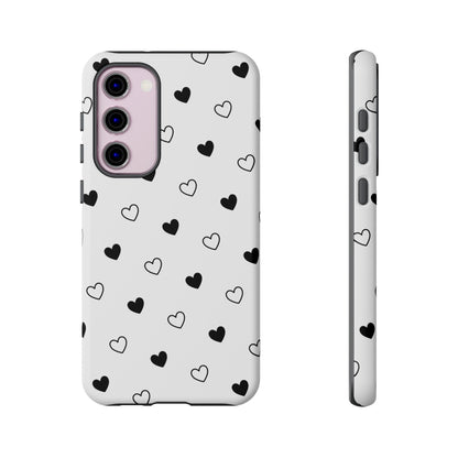 Black Hearts Minimal Tough Phone Case