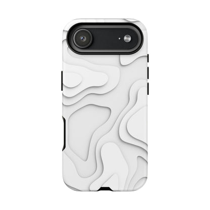 White 3D Topographic Wave Tough Phone Case