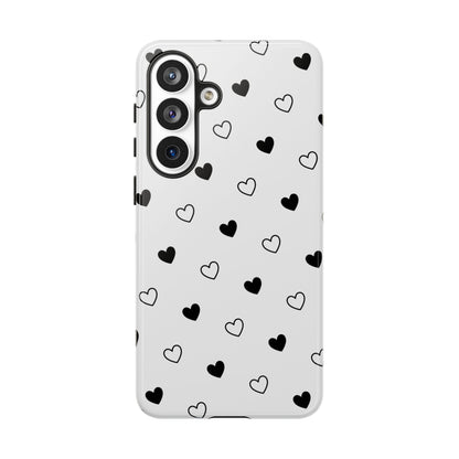 Black Hearts Minimal Tough Phone Case