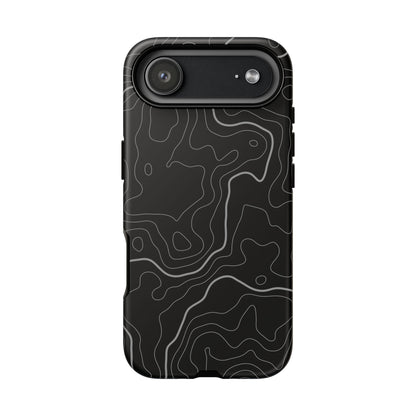 Black Topographic Tough Phone Case