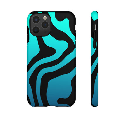Black Aqua Wave Tough Phone Case