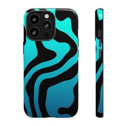 Black Aqua Wave Tough Phone Case