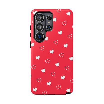 Cherry Red Heart Pattern Tough Phone Case
