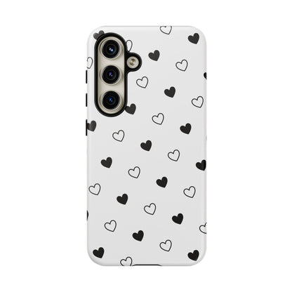 Black Hearts Minimal Tough Phone Case