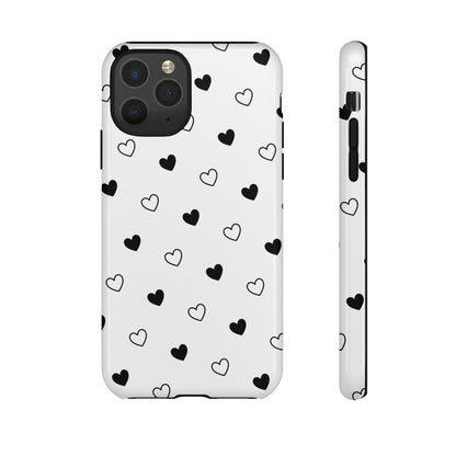 Black Hearts Minimal Tough Phone Case
