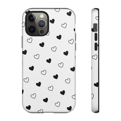 Black Hearts Minimal Tough Phone Case
