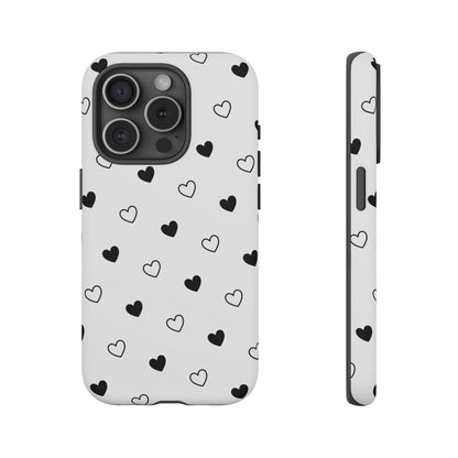 Black Hearts Minimal Tough Phone Case