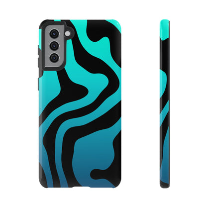 Black Aqua Wave Tough Phone Case
