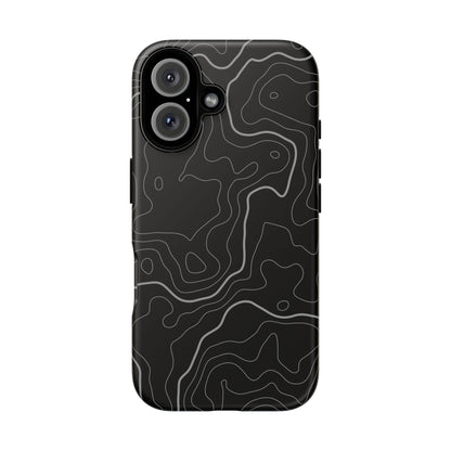 Black Topographic Tough Phone Case