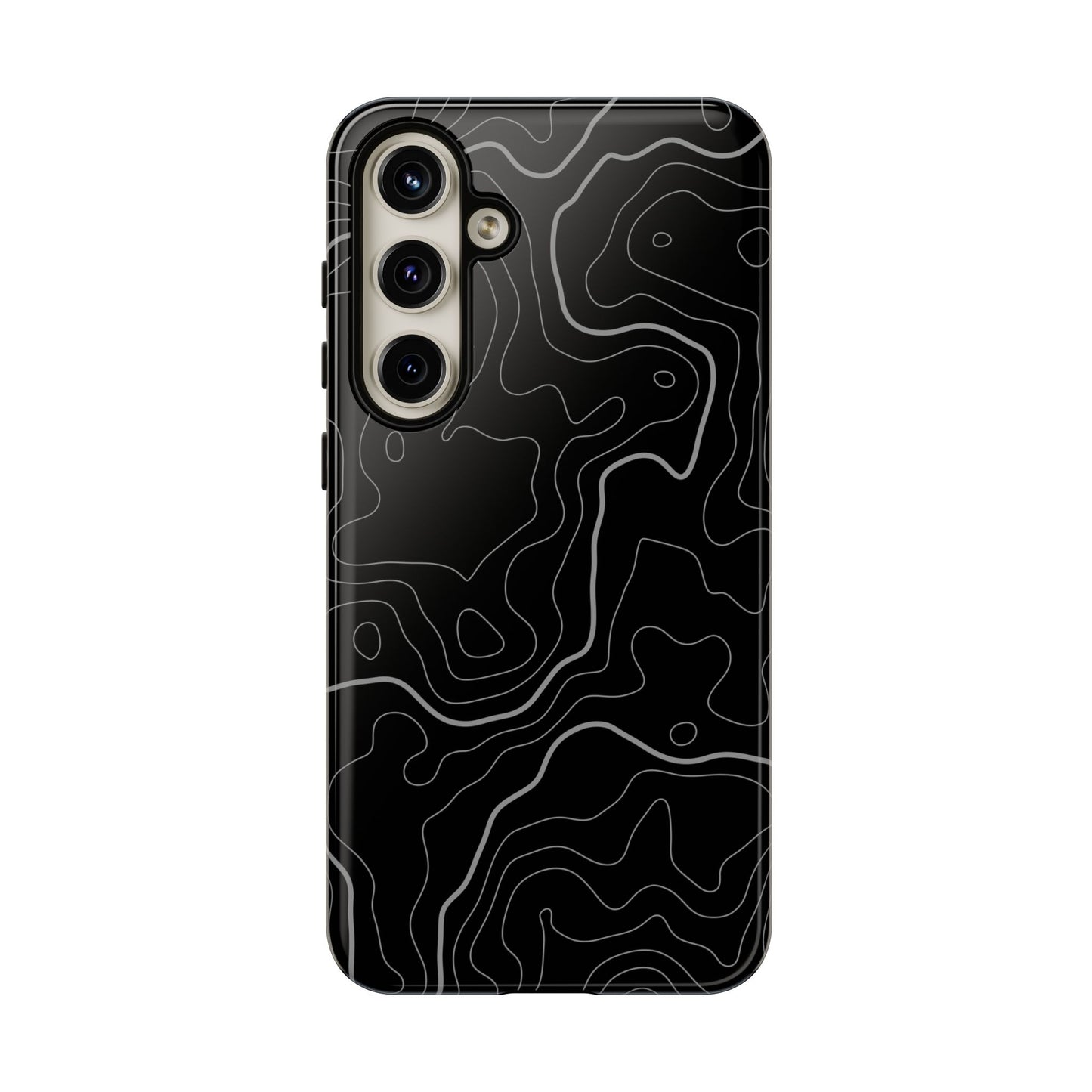 Black Topographic Tough Phone Case