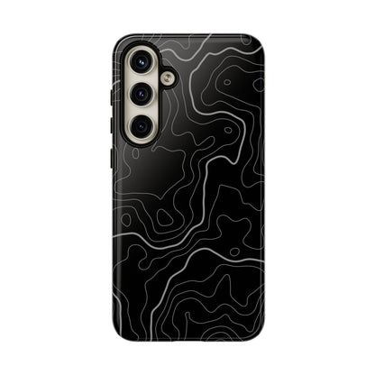 Black Topographic Tough Phone Case