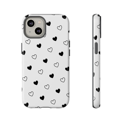 Black Hearts Minimal Tough Phone Case