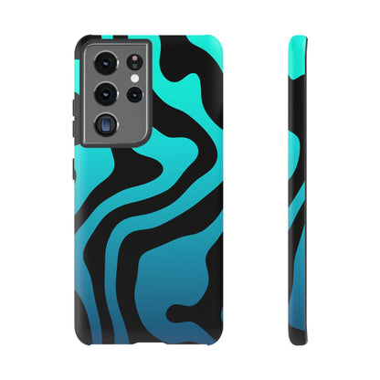 Black Aqua Wave Tough Phone Case