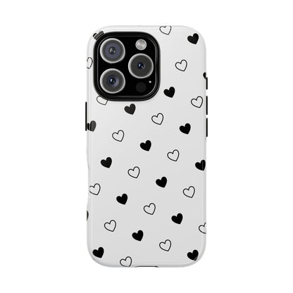Black Hearts Minimal Tough Phone Case