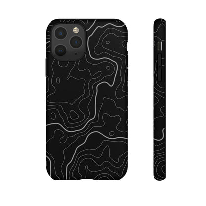 Black Topographic Tough Phone Case