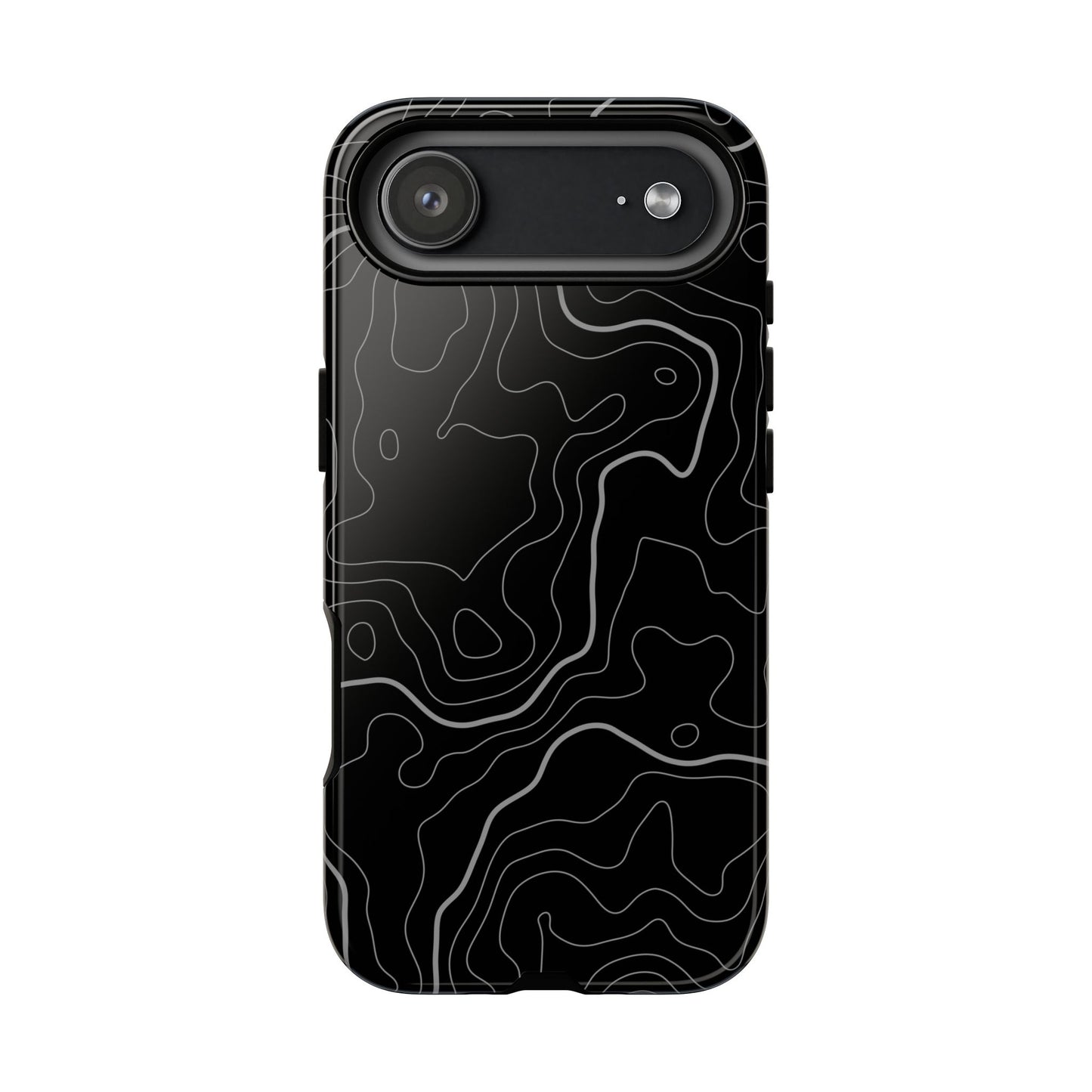 Black Topographic Tough Phone Case