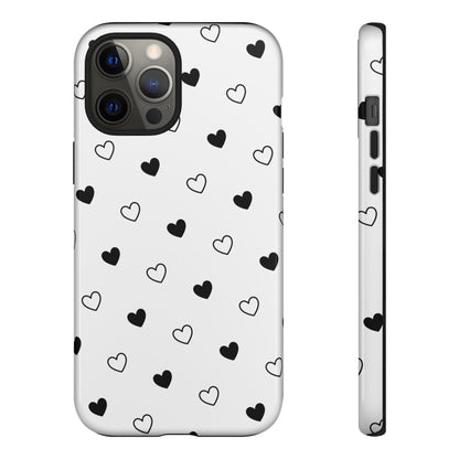 Black Hearts Minimal Tough Phone Case