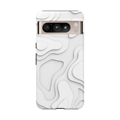 White 3D Topographic Wave Tough Phone Case