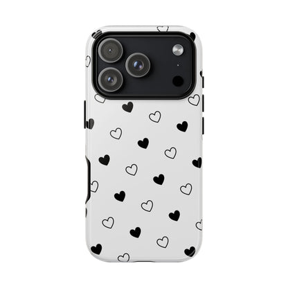 Black Hearts Minimal Tough Phone Case