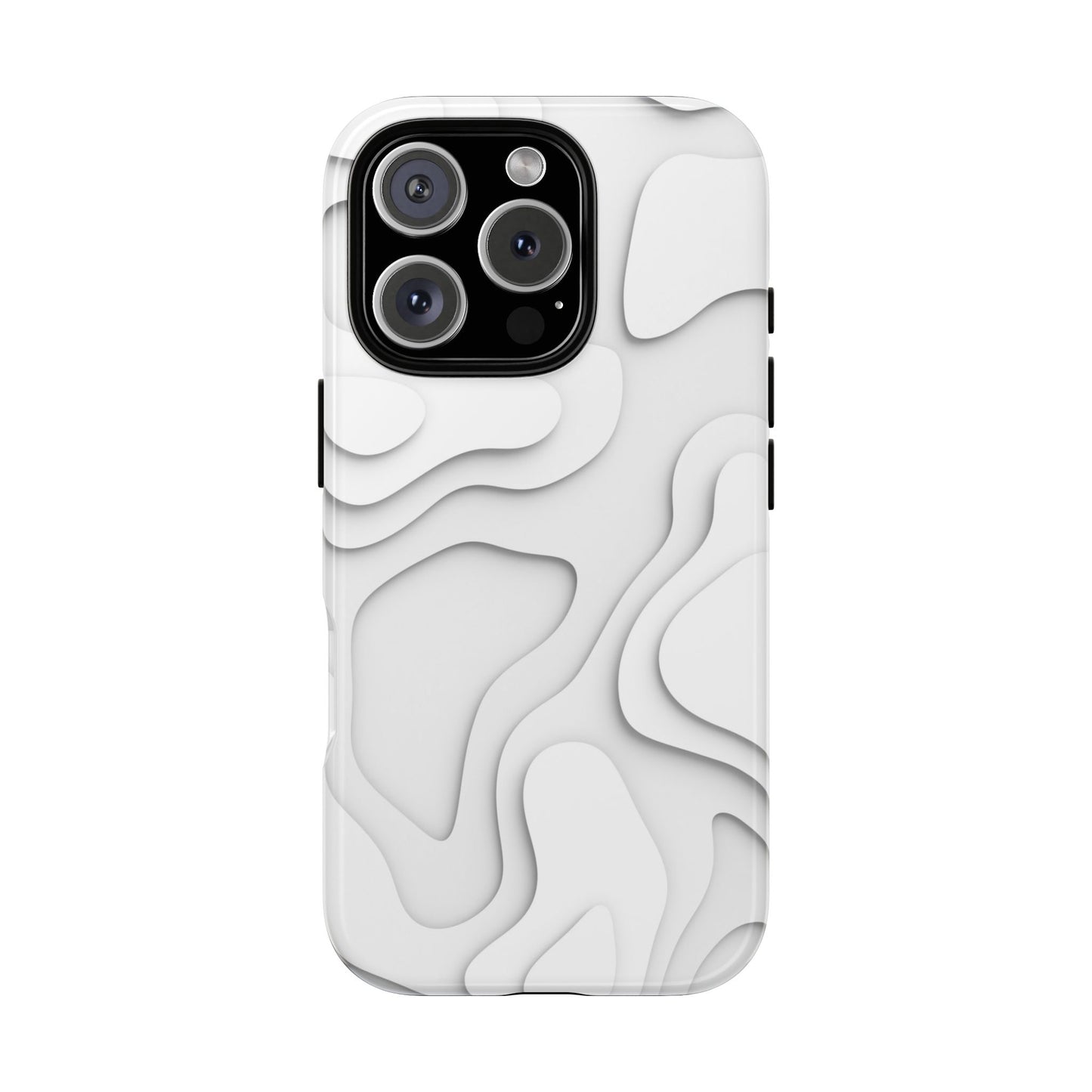 White 3D Topographic Wave Tough Phone Case