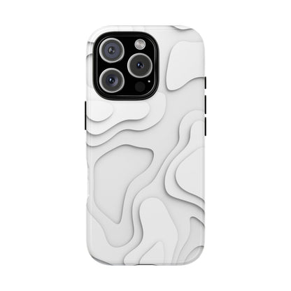White 3D Topographic Wave Tough Phone Case