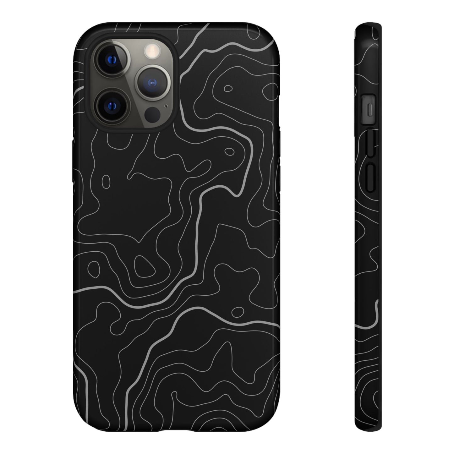 Black Topographic Tough Phone Case