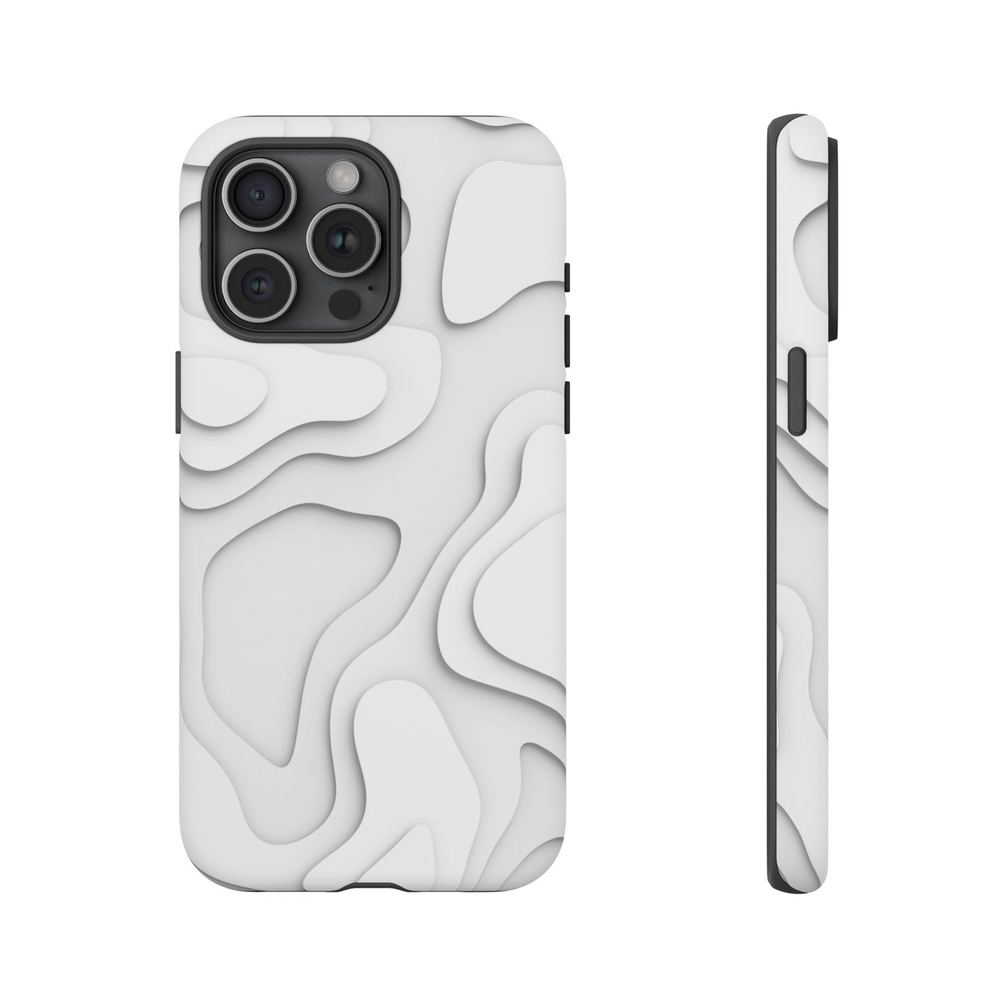 White 3D Topographic Wave Tough Phone Case
