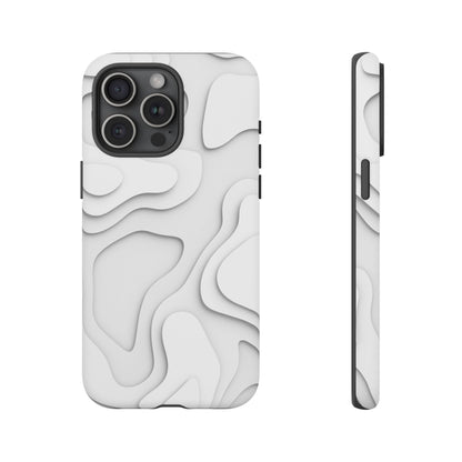 White 3D Topographic Wave Tough Phone Case