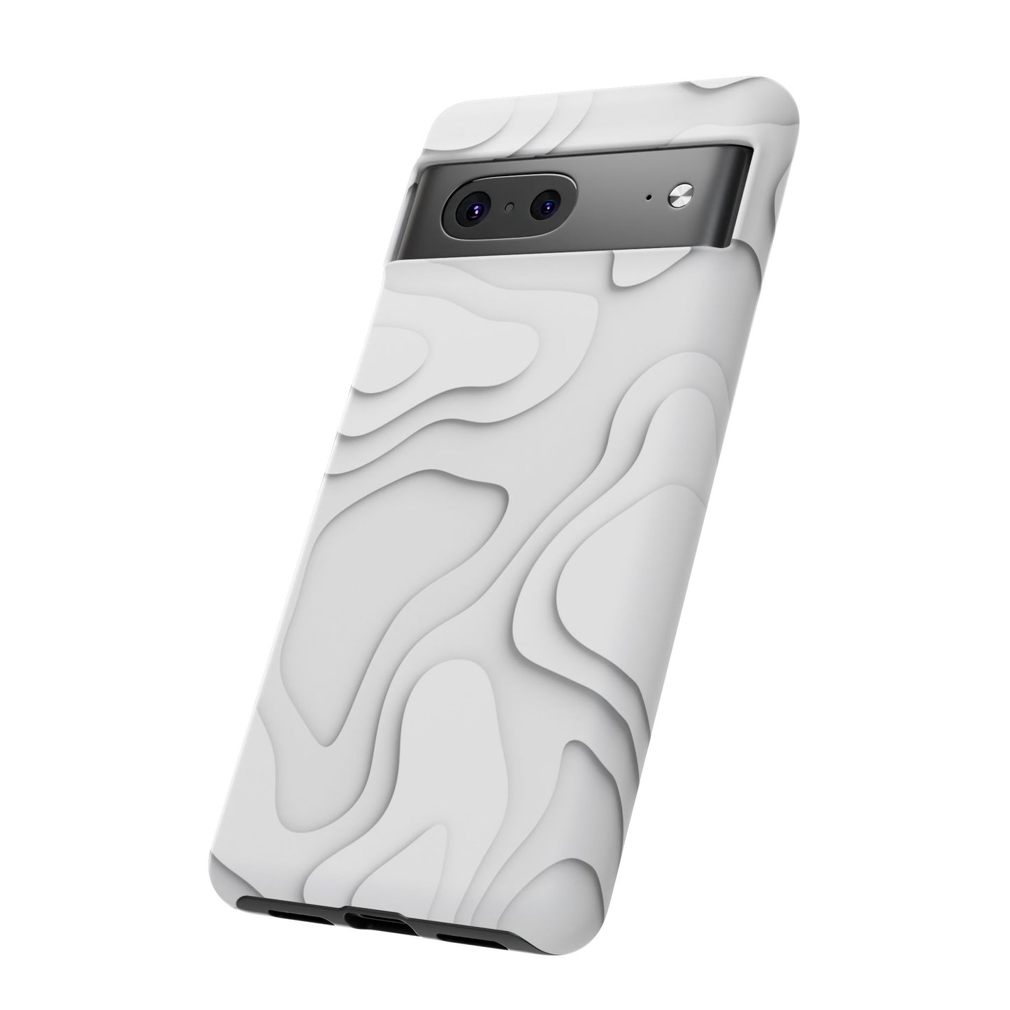 White 3D Topographic Wave Tough Phone Case